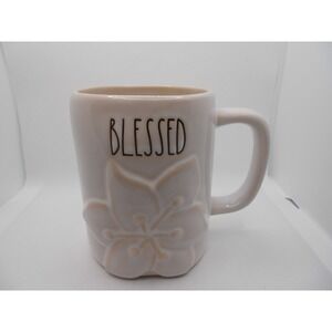 Rae Dunn "BLESSED" White on White Artisan Collection Farmhouse Coffee Tea Mug